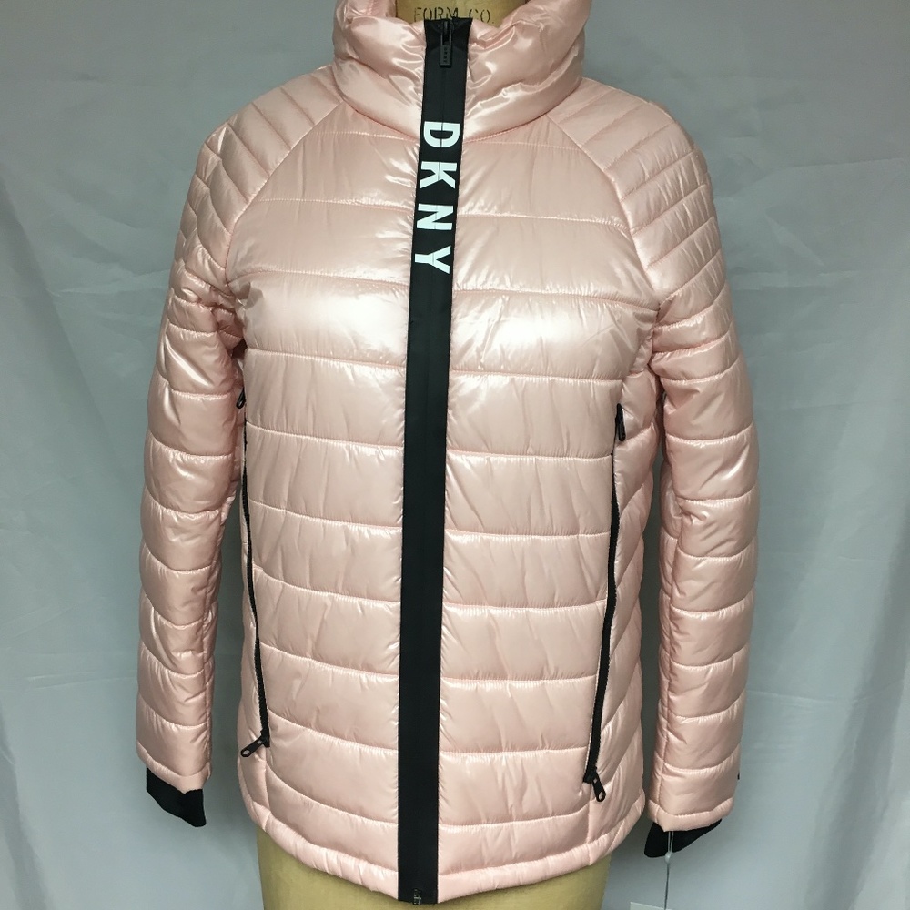 DKNY Sport Logo Puffer Jacket DP8J8282 Rosewater ( Pink) Medium NWT $169